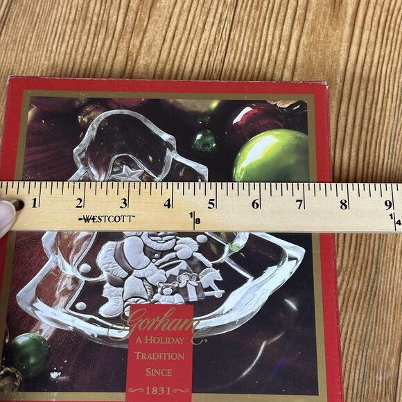 Gorham Santa Tree Treat Christmas Candy Crystal Dish Holiday Traditions 8.5” - Picture 11 of 11